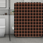 Brown And Black Buffalo Check Print Polyester Shower Curtain