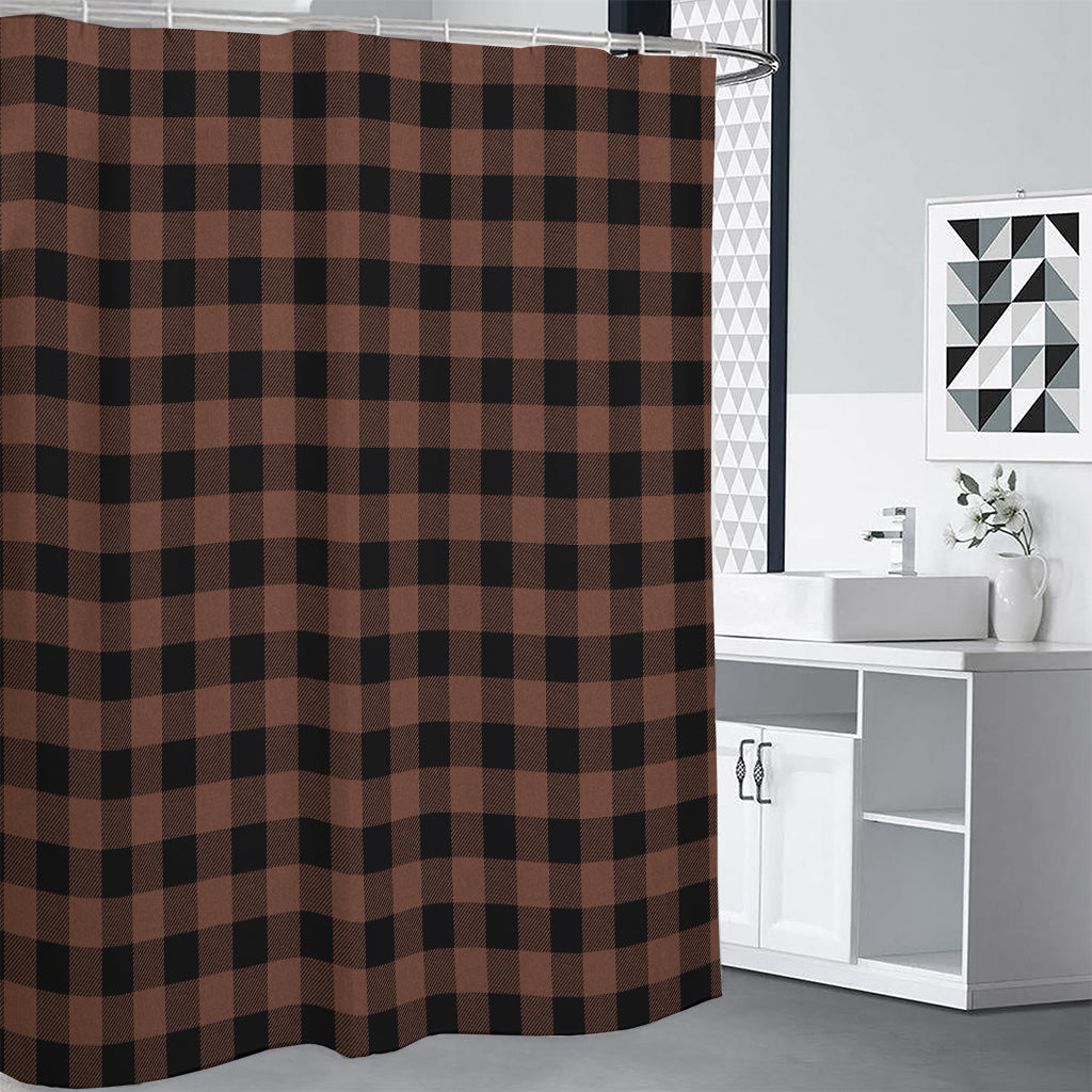 Brown And Black Buffalo Check Print Premium Shower Curtain