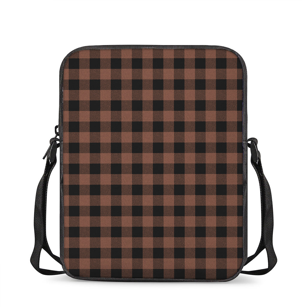 Brown And Black Buffalo Check Print Rectangular Crossbody Bag