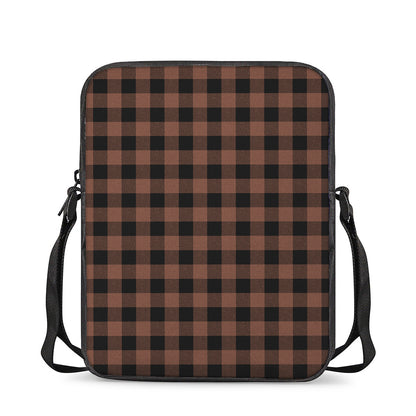 Brown And Black Buffalo Check Print Rectangular Crossbody Bag