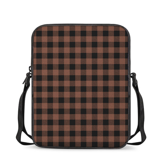 Brown And Black Buffalo Check Print Rectangular Crossbody Bag