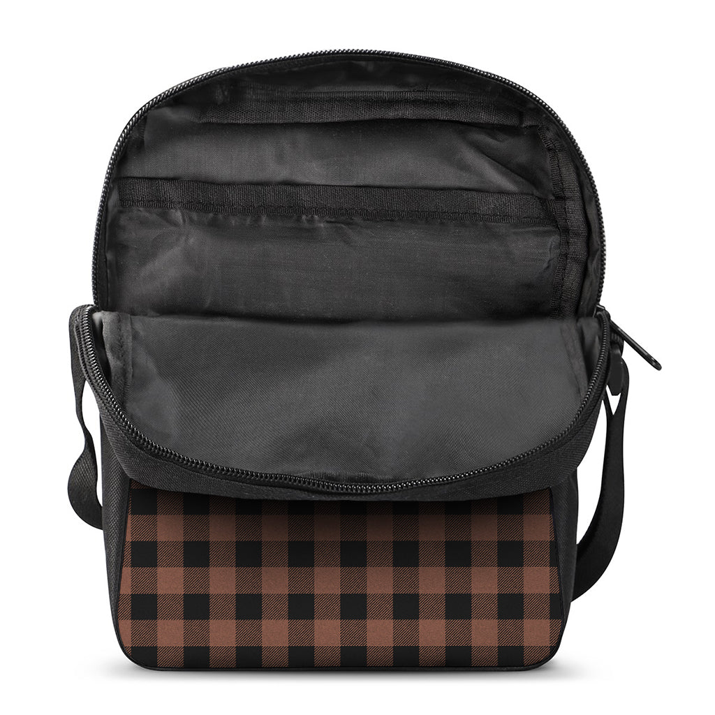 Brown And Black Buffalo Check Print Rectangular Crossbody Bag
