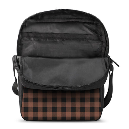 Brown And Black Buffalo Check Print Rectangular Crossbody Bag