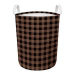 Brown And Black Buffalo Check Print Round Laundry Basket