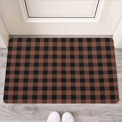 Brown And Black Buffalo Check Print Rubber Doormat