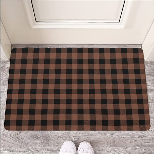 Brown And Black Buffalo Check Print Rubber Doormat