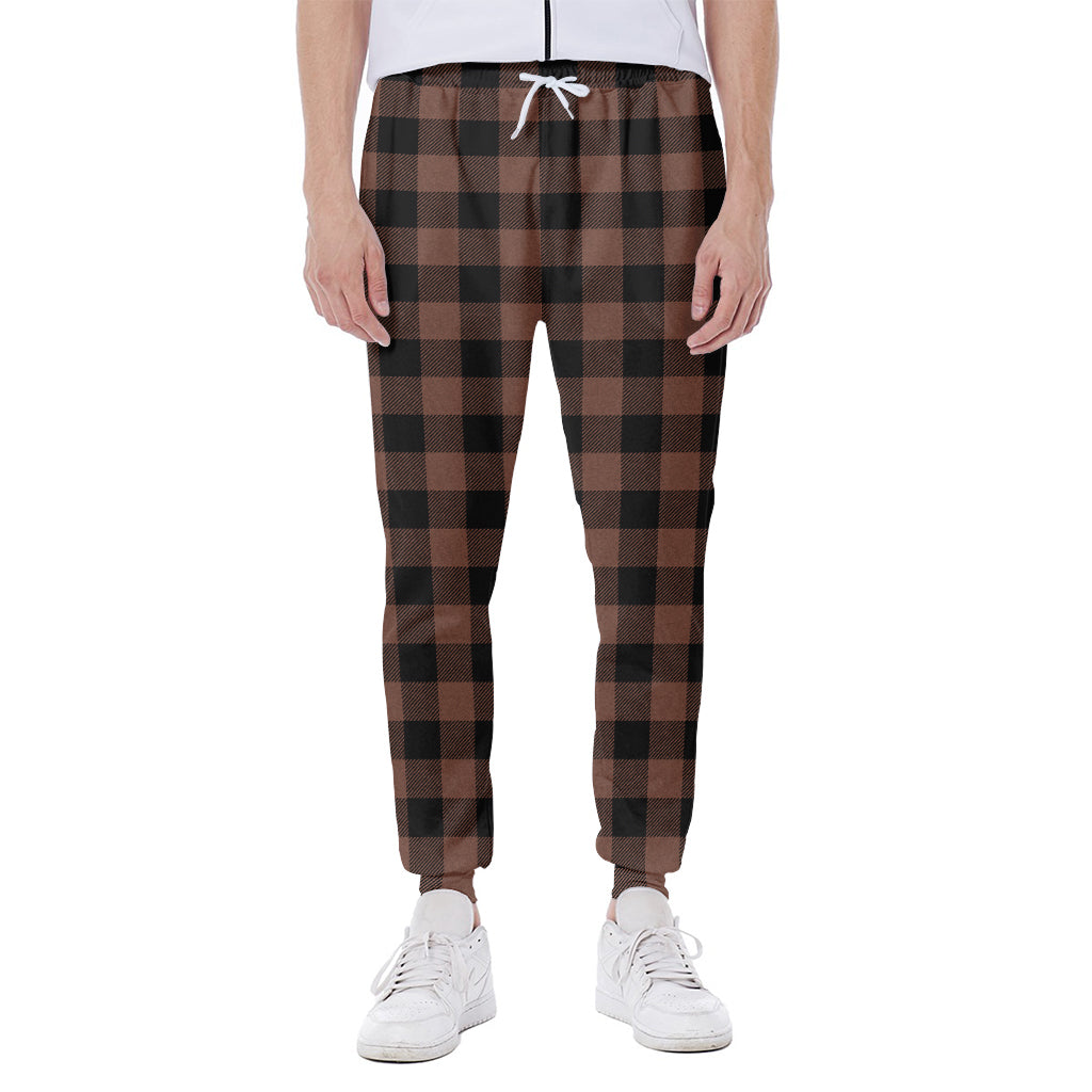 Brown And Black Buffalo Check Print Scuba Joggers