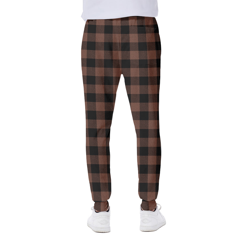 Brown And Black Buffalo Check Print Scuba Joggers