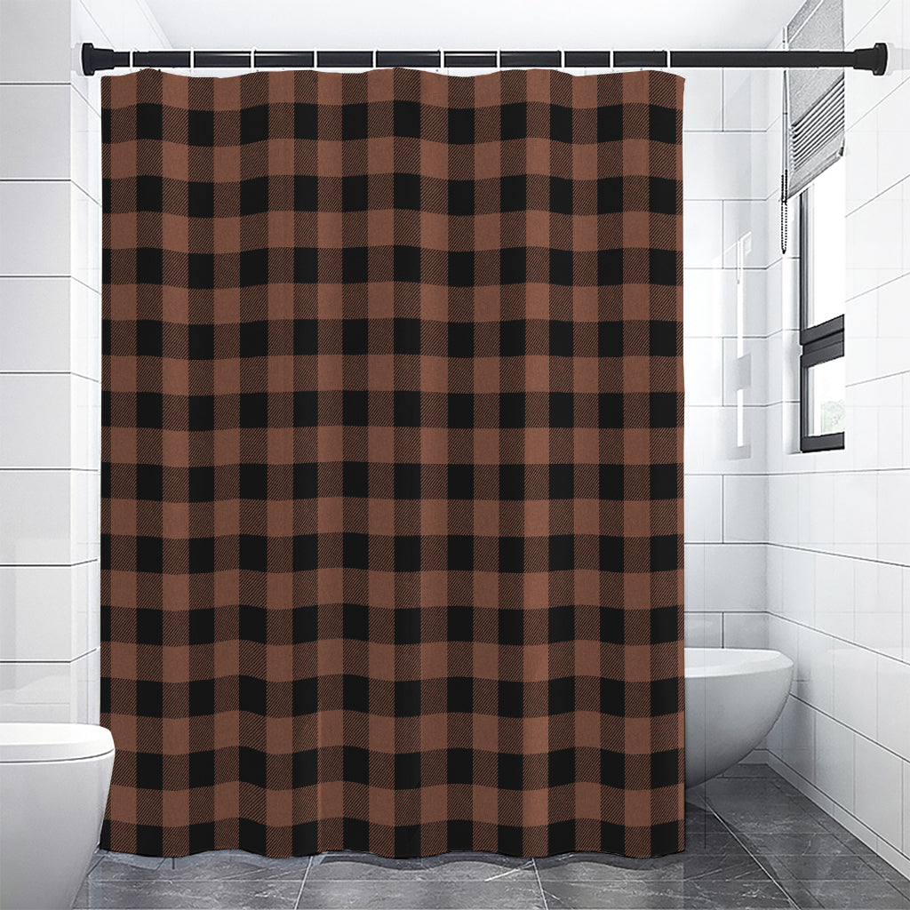 Brown And Black Buffalo Check Print Shower Curtain