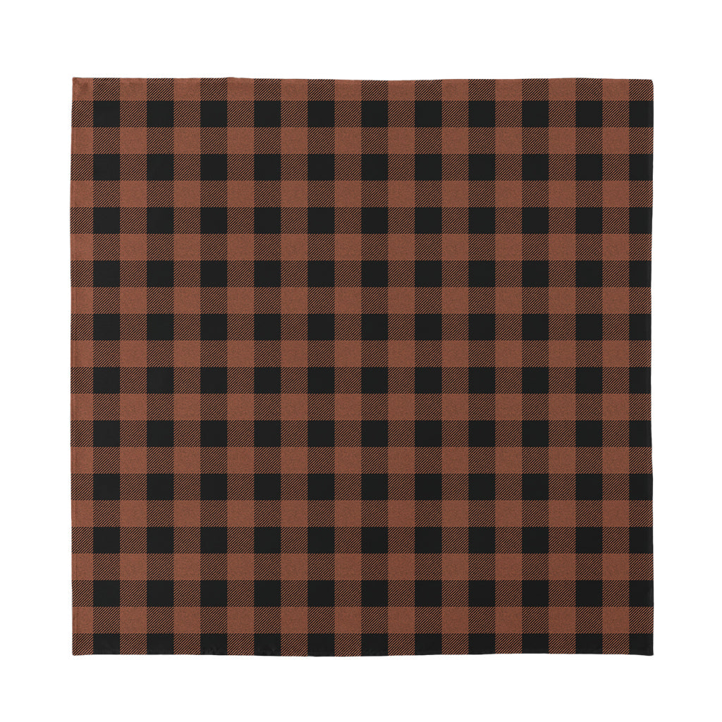 Brown And Black Buffalo Check Print Silk Bandana