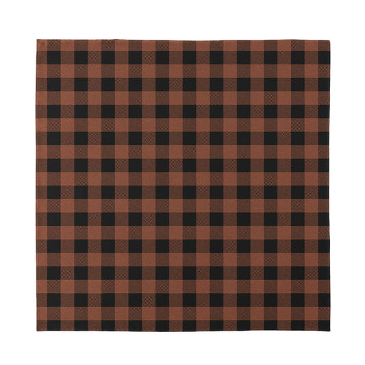 Brown And Black Buffalo Check Print Silk Bandana