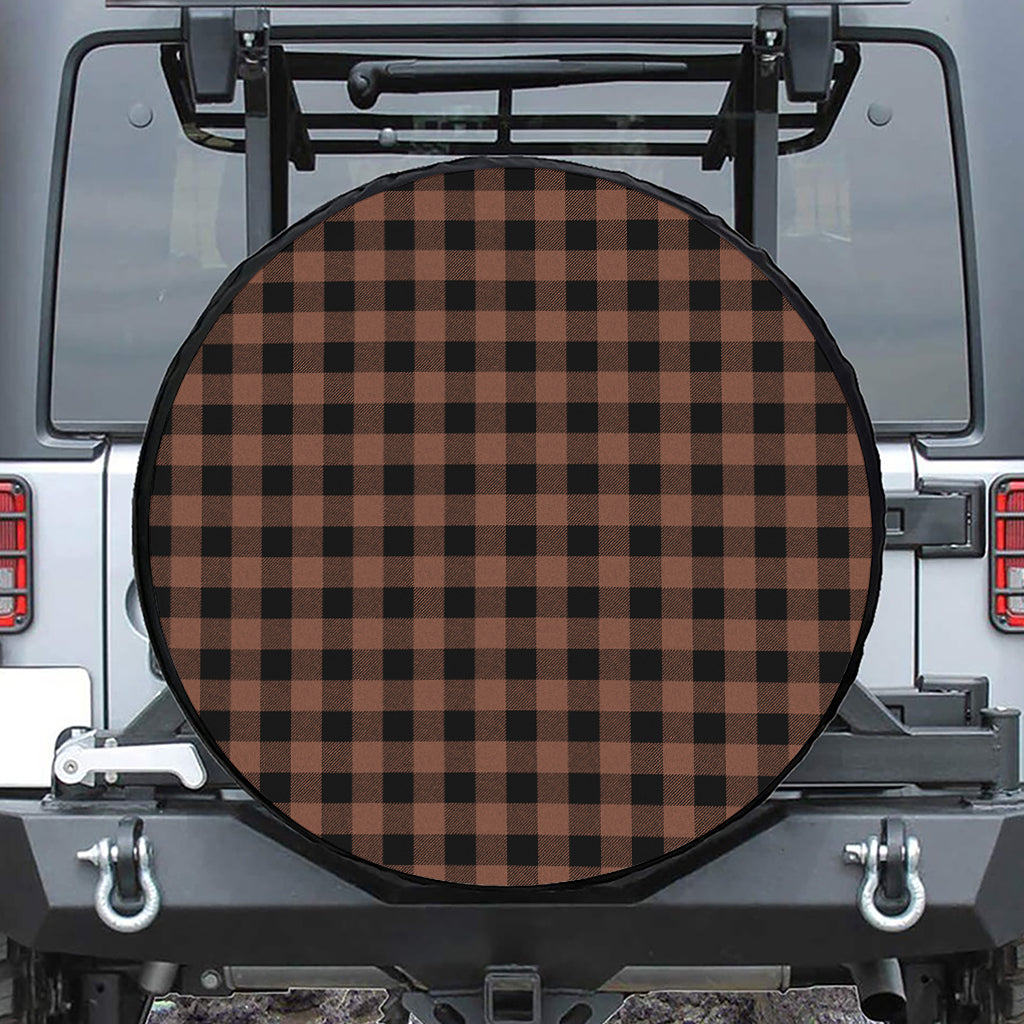 Brown And Black Buffalo Check Print Tire Cover