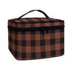 Brown And Black Buffalo Check Print Travel Makeup Bag