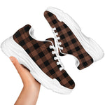 Brown And Black Buffalo Check Print White Chunky Shoes