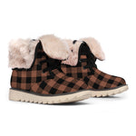 Brown And Black Buffalo Check Print Winter Boots