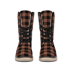 Brown And Black Buffalo Check Print Winter Boots
