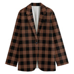 Brown And Black Buffalo Check Print Women's Blazer