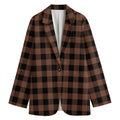 Brown And Black Buffalo Check Print Women's Cotton Blazer