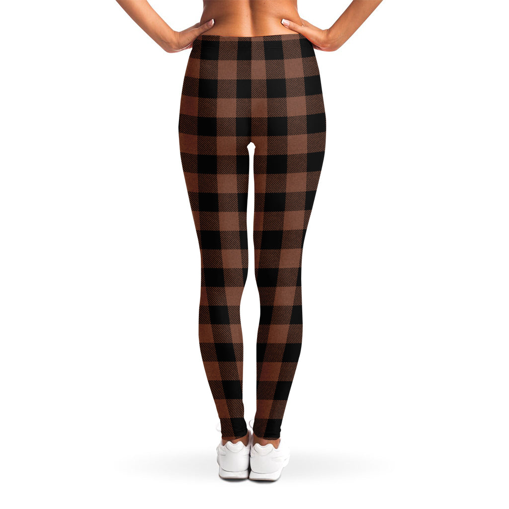 Brown And Black Buffalo Check Print Women's Leggings