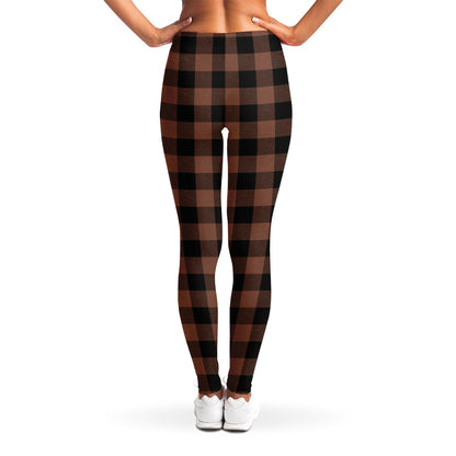 Brown And Black Buffalo Check Print Women's Leggings