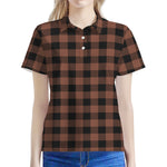 Brown And Black Buffalo Check Print Women's Polo Shirt