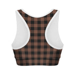 Brown And Black Buffalo Check Print Women's Sports Bra
