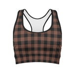 Brown And Black Buffalo Check Print Women's Sports Bra