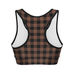 Brown And Black Buffalo Check Print Women's Sports Bra