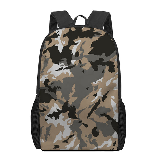 Brown And Black Camouflage Print 17 Inch Backpack