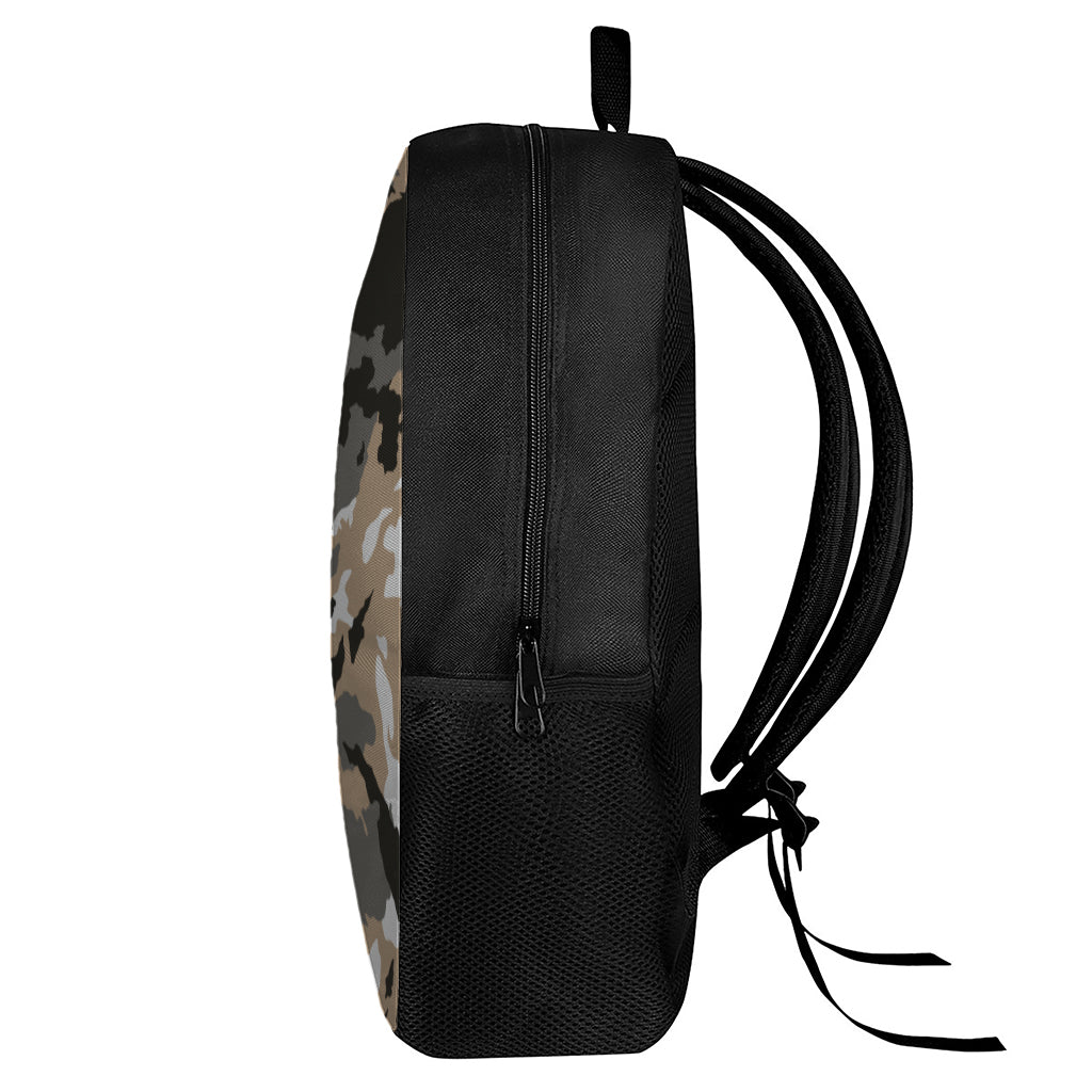 Brown And Black Camouflage Print 17 Inch Backpack