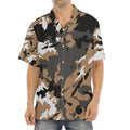 Brown And Black Camouflage Print Aloha Shirt