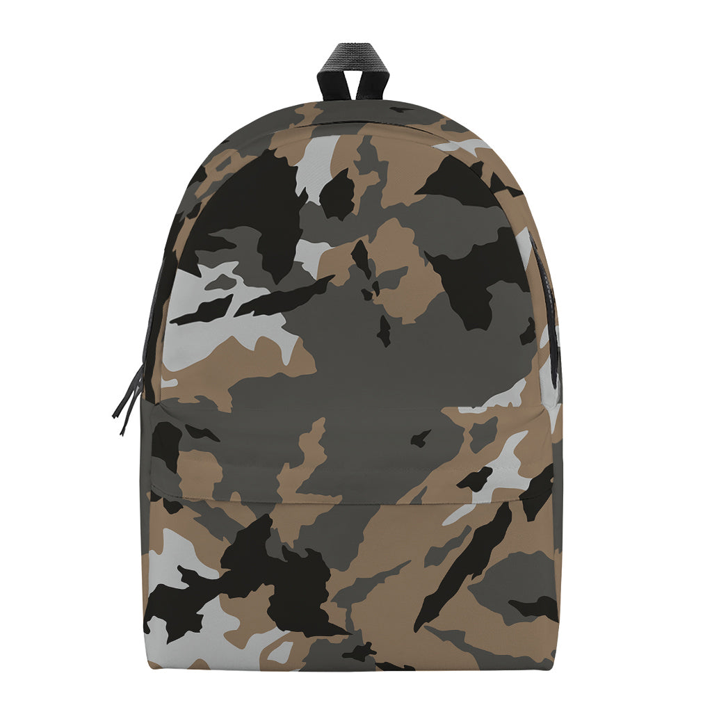 Brown And Black Camouflage Print Backpack