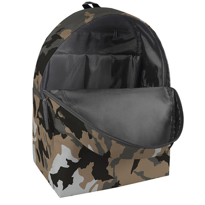Brown And Black Camouflage Print Backpack