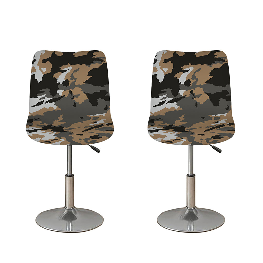 Brown And Black Camouflage Print Bar Stool Covers