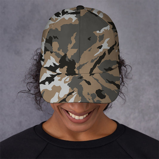 Brown And Black Camouflage Print Baseball Cap