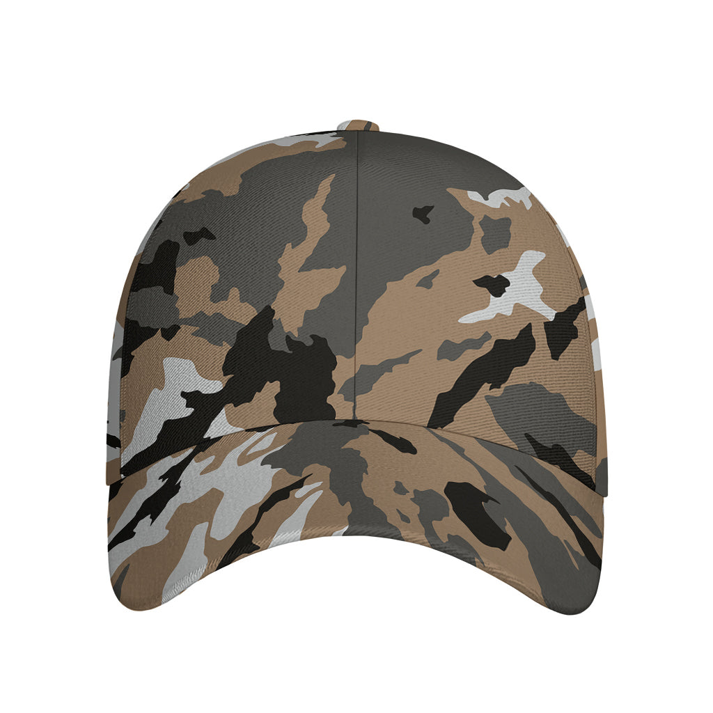 Brown And Black Camouflage Print Baseball Cap