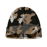 Brown And Black Camouflage Print Beanie