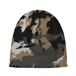 Brown And Black Camouflage Print Beanie