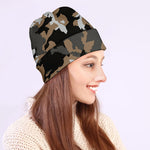 Brown And Black Camouflage Print Beanie