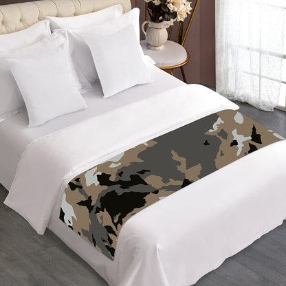 Brown And Black Camouflage Print Bed Runner