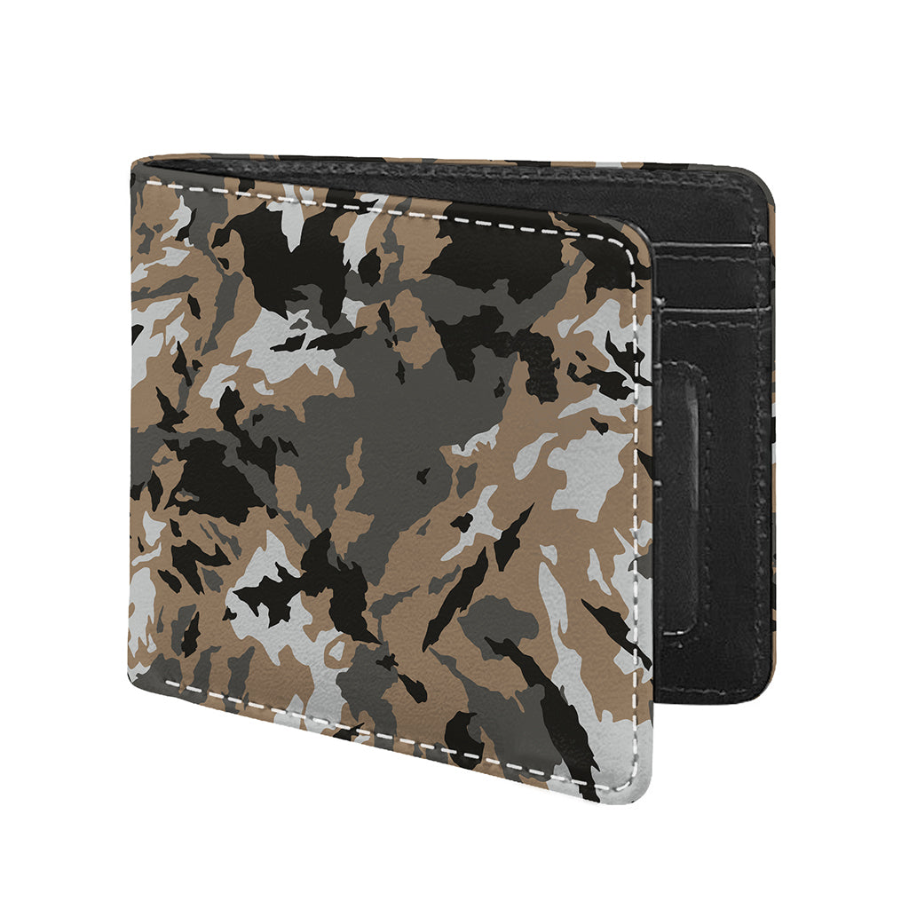Brown And Black Camouflage Print Bifold Wallet