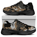 Brown And Black Camouflage Print Black Chunky Shoes