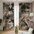 Brown And Black Camouflage Print Dimout Pencil Pleat Curtains