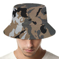 Brown And Black Camouflage Print Bucket Hat