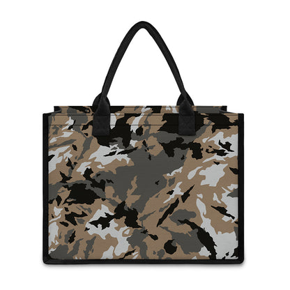 Brown And Black Camouflage Print Canvas Tote Bag