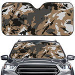 Brown And Black Camouflage Print Car Windshield Sun Shade