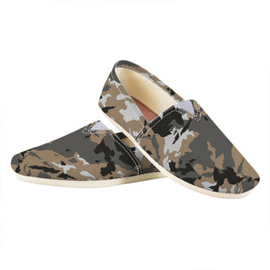 Brown And Black Camouflage Print Casual Shoes