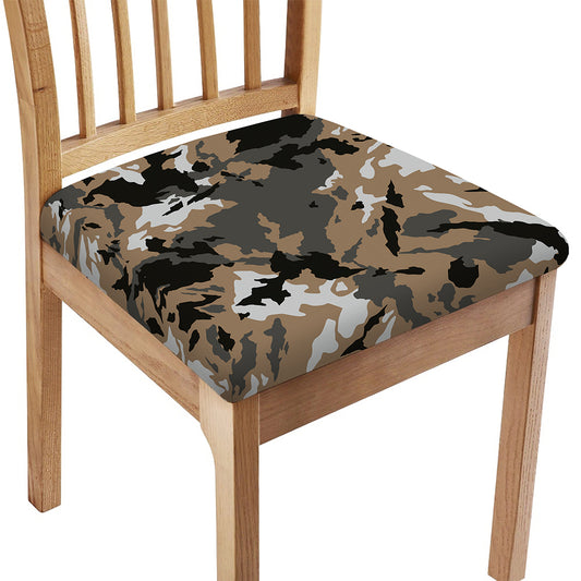 Brown And Black Camouflage Print Chair Cushion Cover