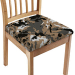 Brown And Black Camouflage Print Chair Cushion Cover