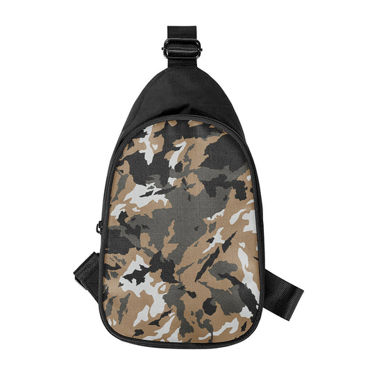 Brown And Black Camouflage Print Chest Bag